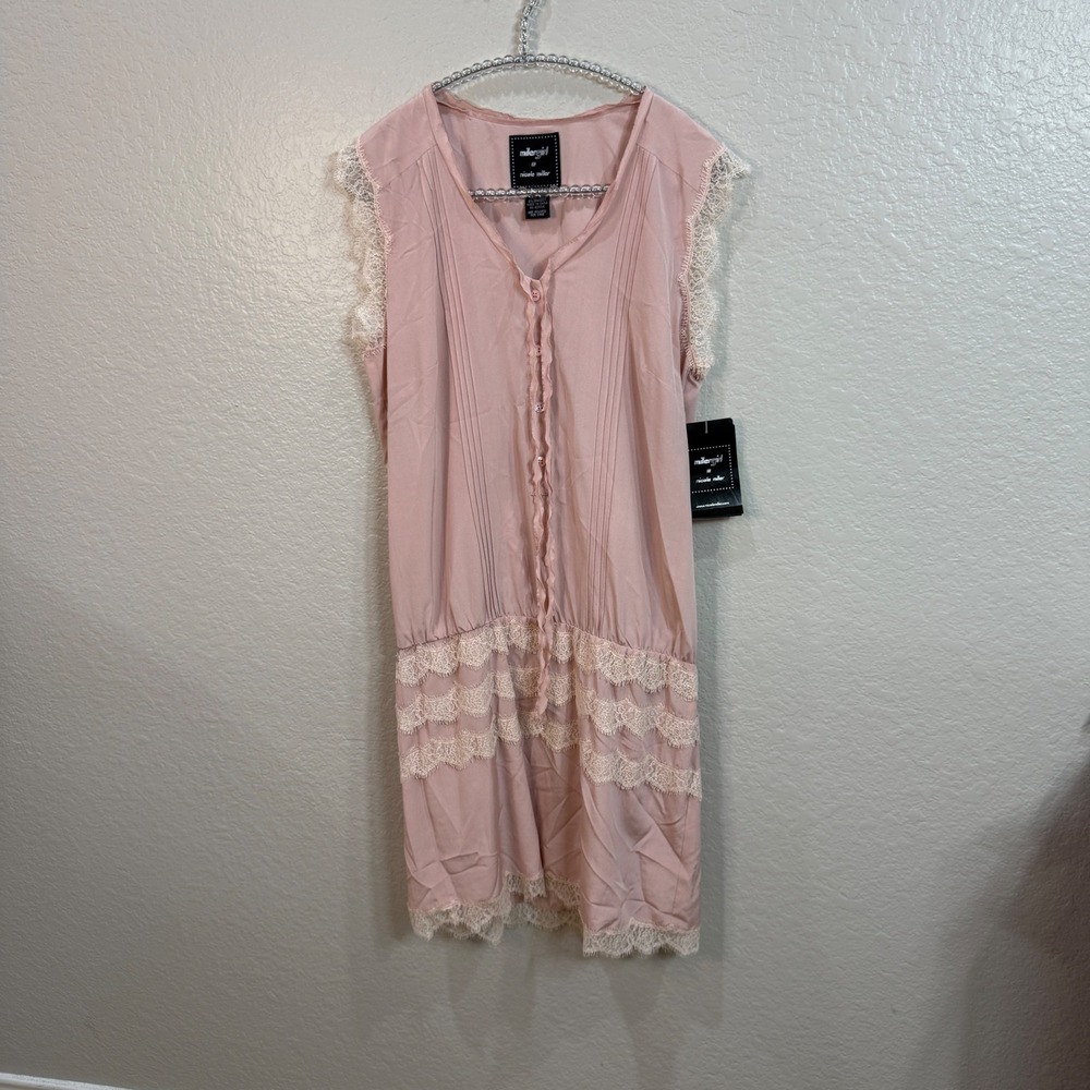 Y2K Nicole Miller Miller Girl Silk Dress Women's 6 Pink Lace Fairycore Coquette - Picture 3 of 13